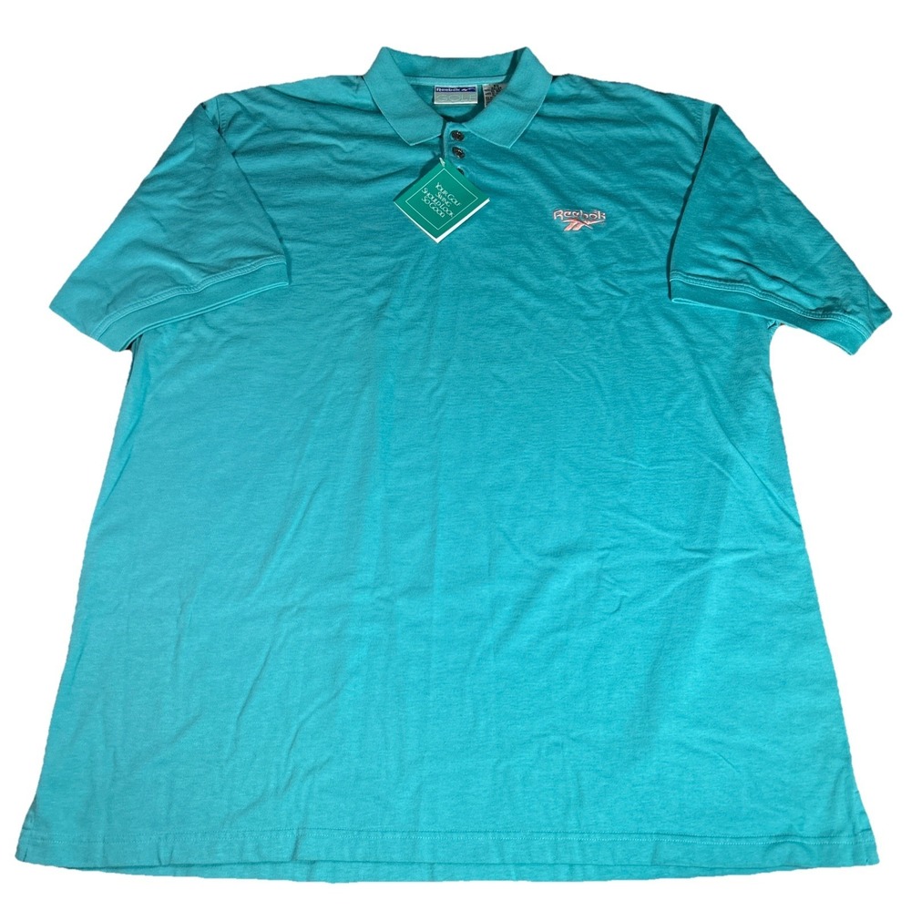 NWT Vintage Reebok Golf Shirt Men's Big 2X Teal Short Sleeve Golf Polo 90s
